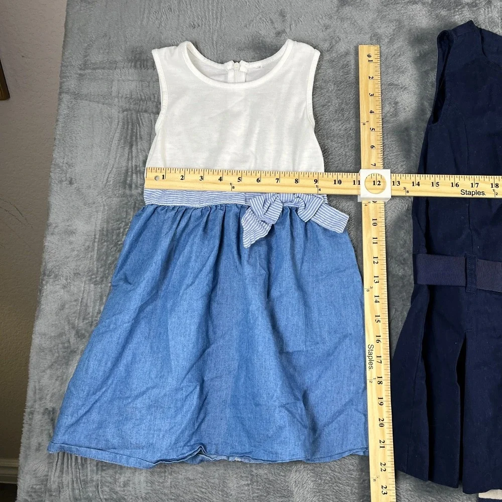 The Childrens Place Uniform Bow Jumper Dress Girls 5 Multi Sleeveless Lot Of 3